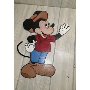 Vtg 87 Disney Mickey Mouse Particel Board Wall Plaque Cutout Kids Room Nursery